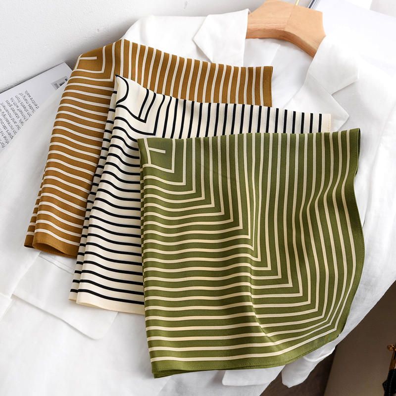 Silk Tie Striped - وشاح مطبوع بشريط للنساء ، حرير
