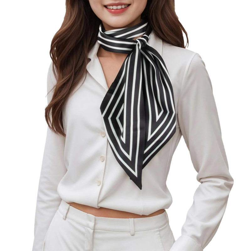 Silk Tie Striped - موضة المشارب فيونكة شعر وشاح المرأة