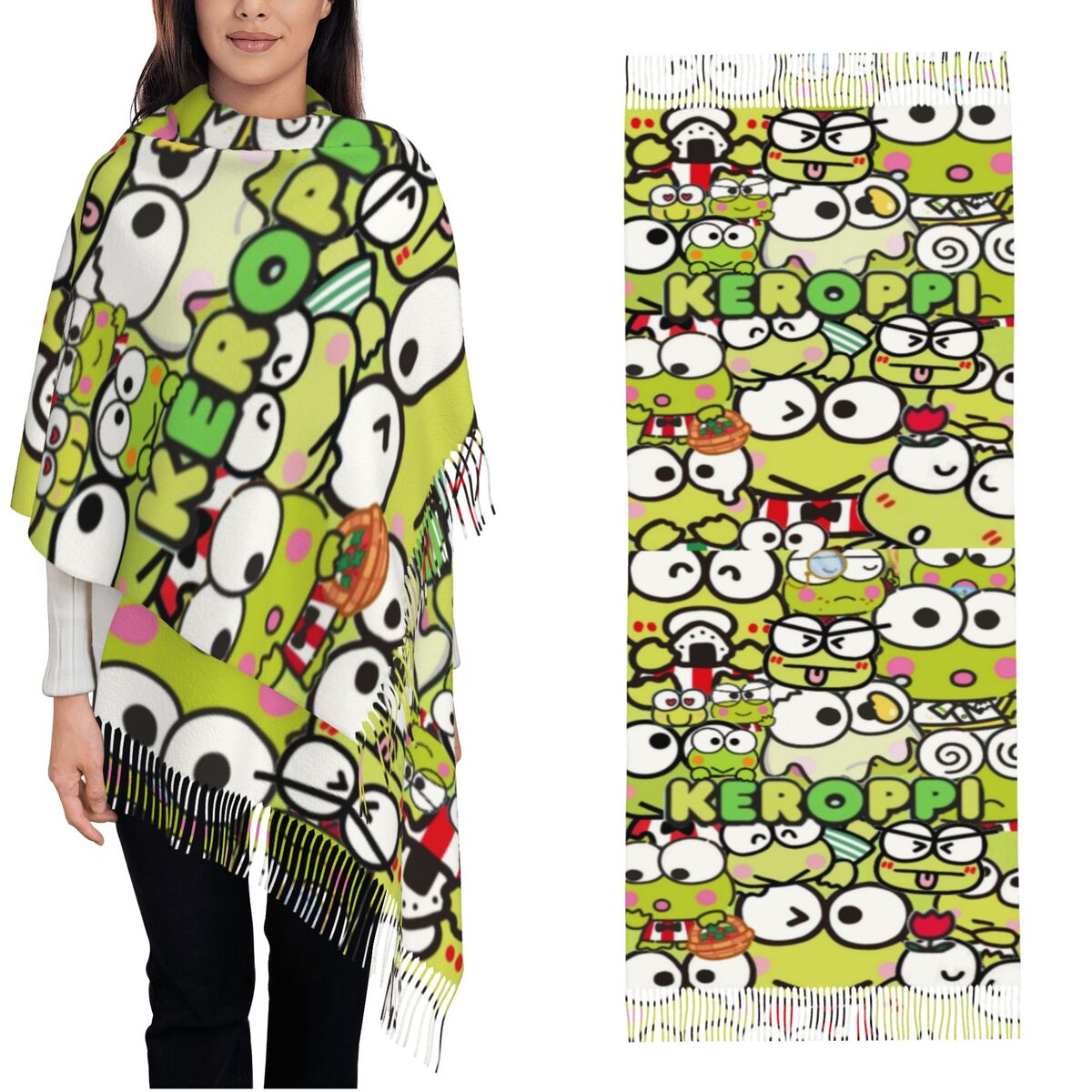 Pashmina Wrap Large - أوشحة شتوية Kero Kero Keroppis للنساء