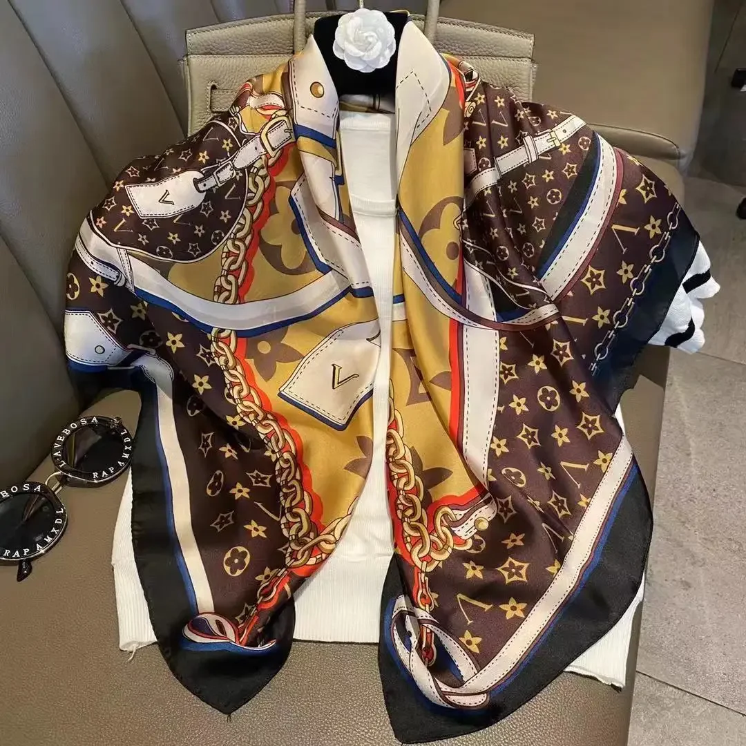 Silk Tie Striped - وشاح حريري 90 فاخر خفيف مطبوع