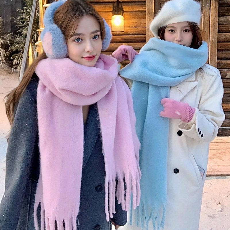 Woven Scarf Blanket - وشاح الشتاء للنساء الكشمير الدافئة الصلبة