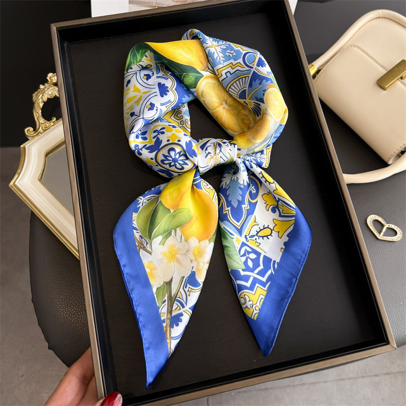 Ascot Neck Scarf - 2026 جديد الفاكهة طباعة الحرير وشاح