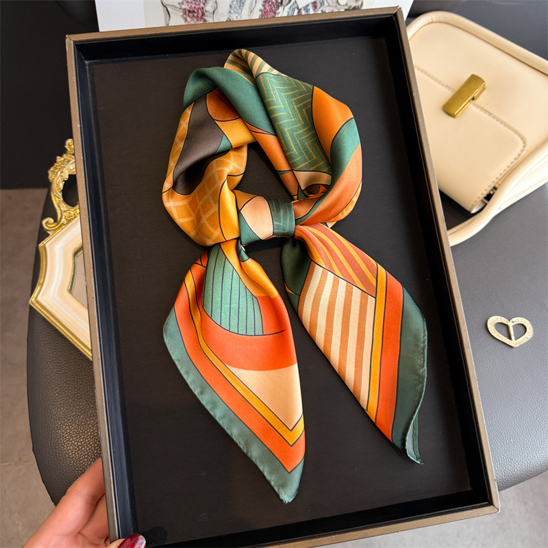 Ascot Neck Scarf - 2026 جديد الهندسة طباعة الحرير أوشحة