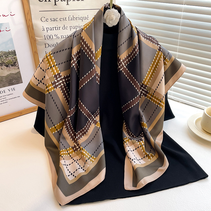 Silk Tie Striped - وشاح حريري مربع مطبوع جديد للصيف،