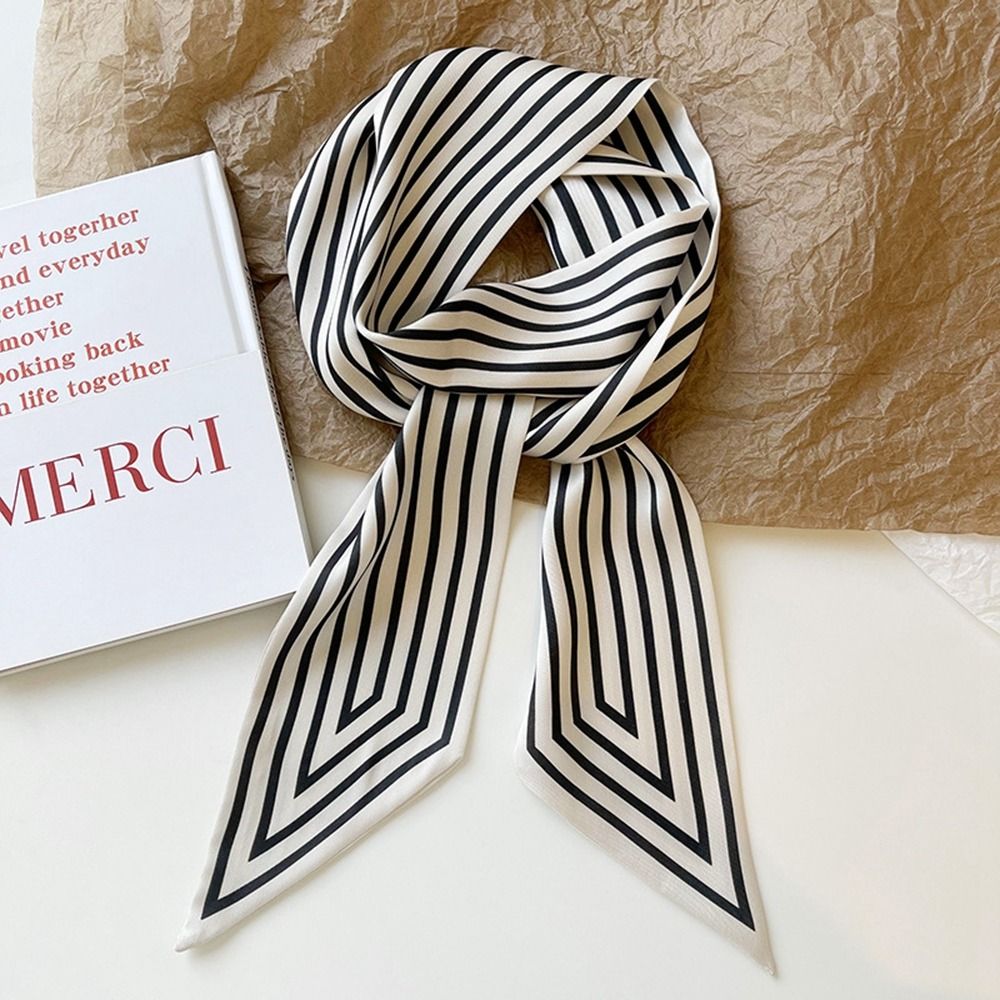 شال نسائي أنيق مخطط بنمط فرنسي - مراجعة Silk Tie Striped وسعره
