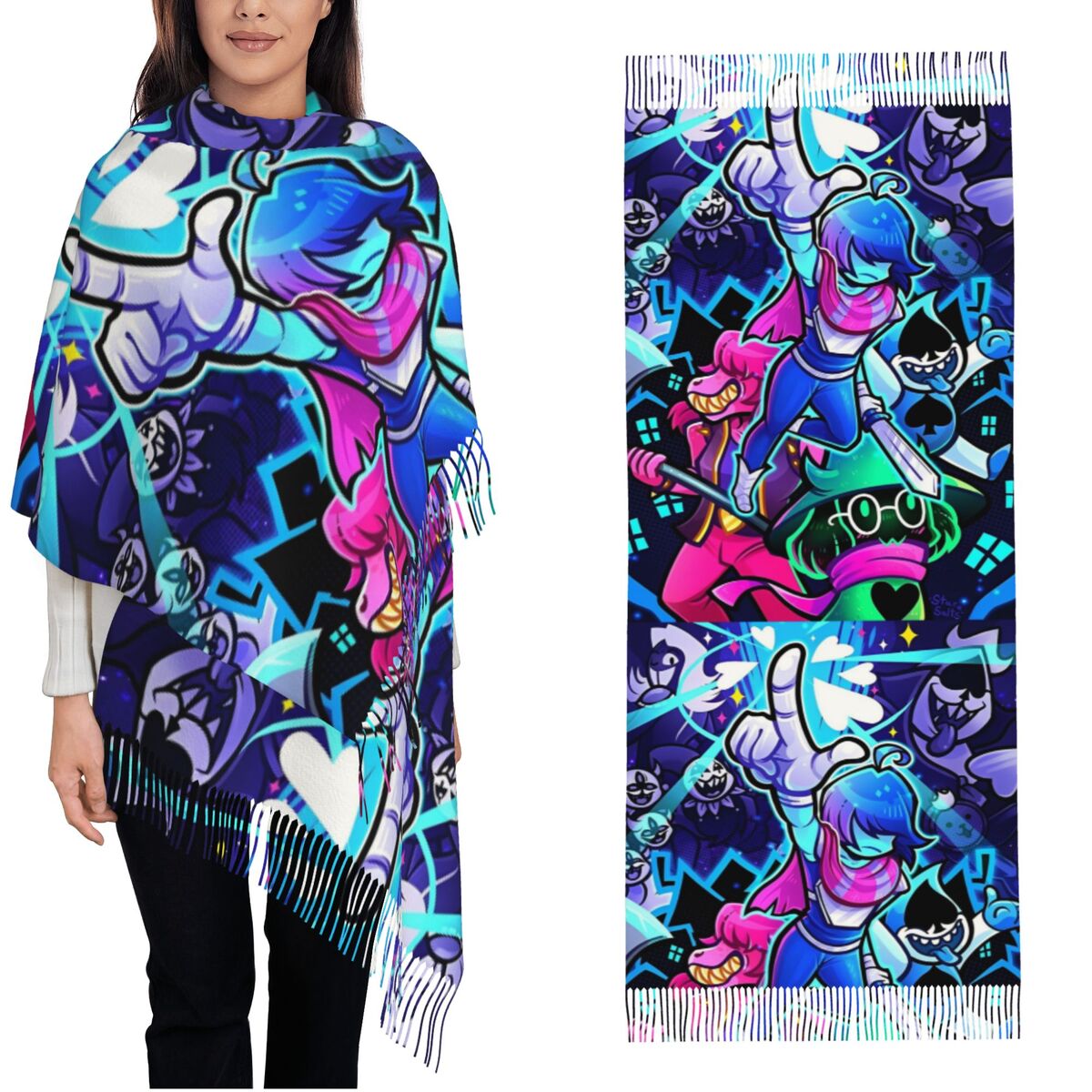 شال Deltarunes يلتف المرأة الش - مراجعة Pashmina Wrap Large وسعره