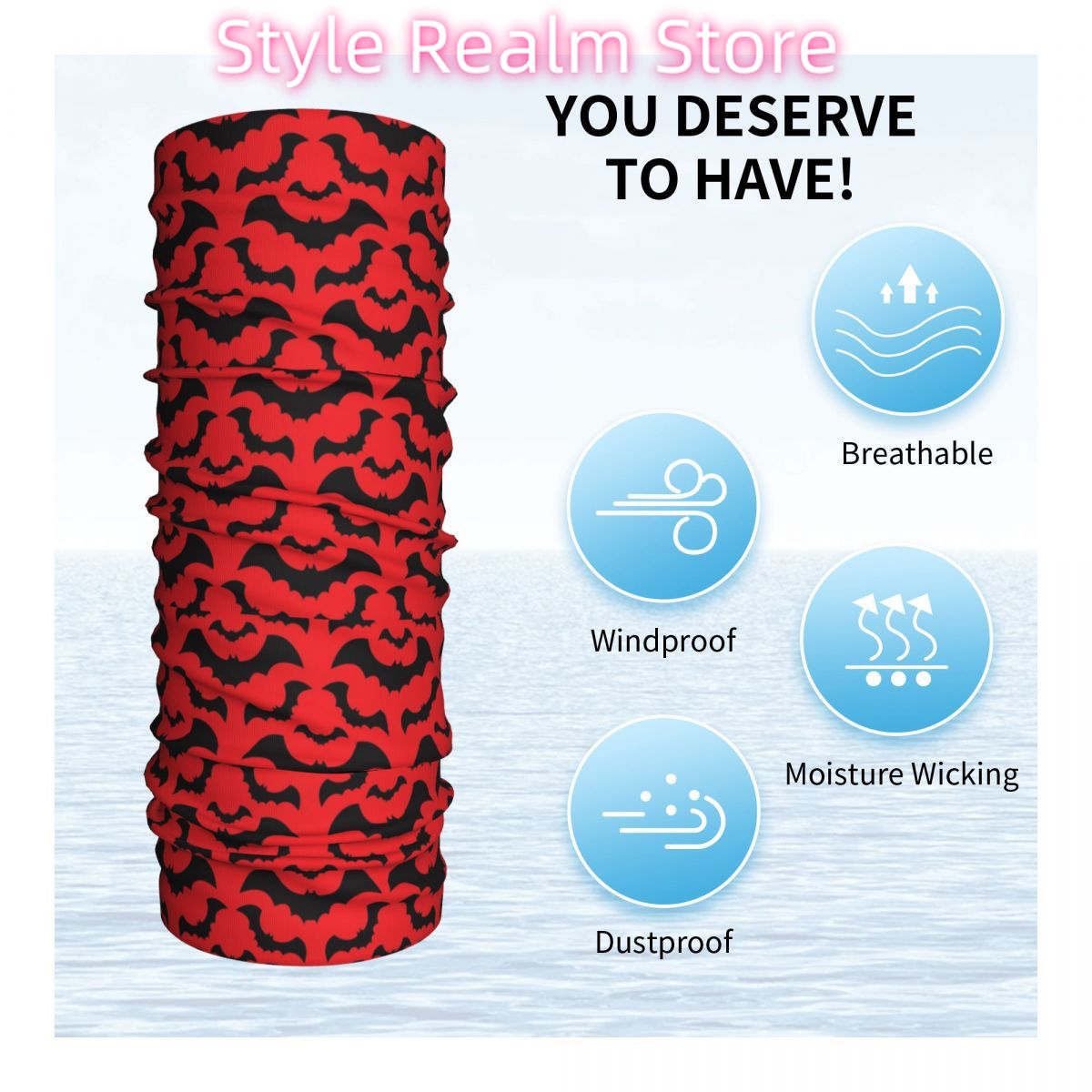 القوطية الساحرة الخفافيش نمط ب - مراجعة Neck Warmer Tube وسعره