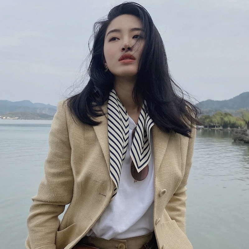 وشاح مطبوع بشريط للنساء ، حرير - مراجعة Silk Tie Striped وسعره