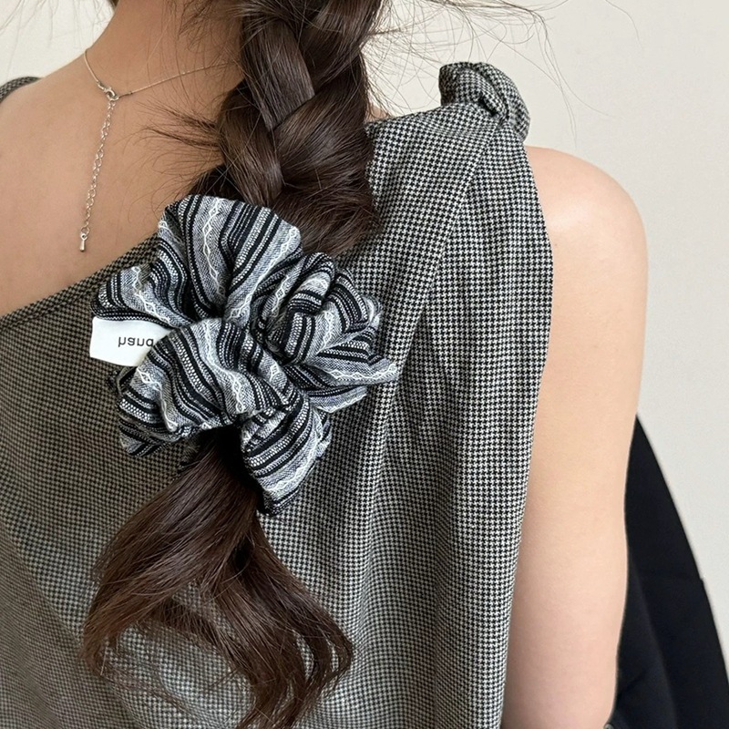 2024 كوريا موضة شريط الشعر الأ - مراجعة Silk Tie Striped وسعره