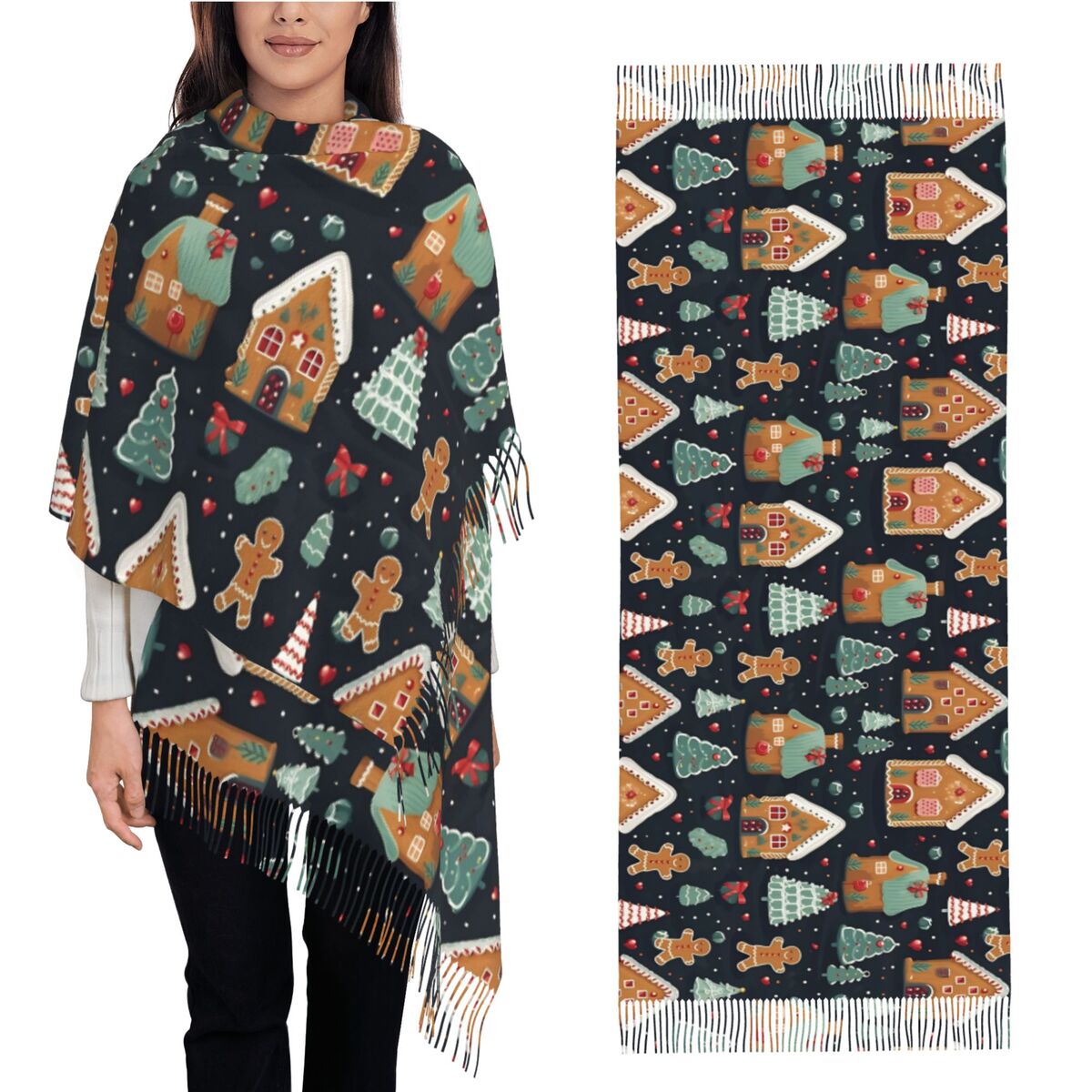فرحة عيد الميلاد - خبز الزنجبي - مراجعة Pashmina Wrap Large وسعره