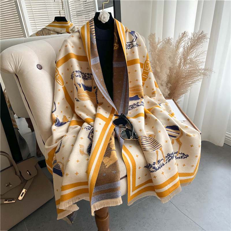 الفاخرة الحصان طباعة سميكة بطا - مراجعة Woven Scarf Blanket وسعره
