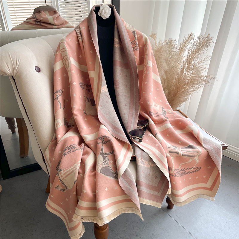 الفاخرة الحصان طباعة سميكة بطا - مراجعة Woven Scarf Blanket وسعره