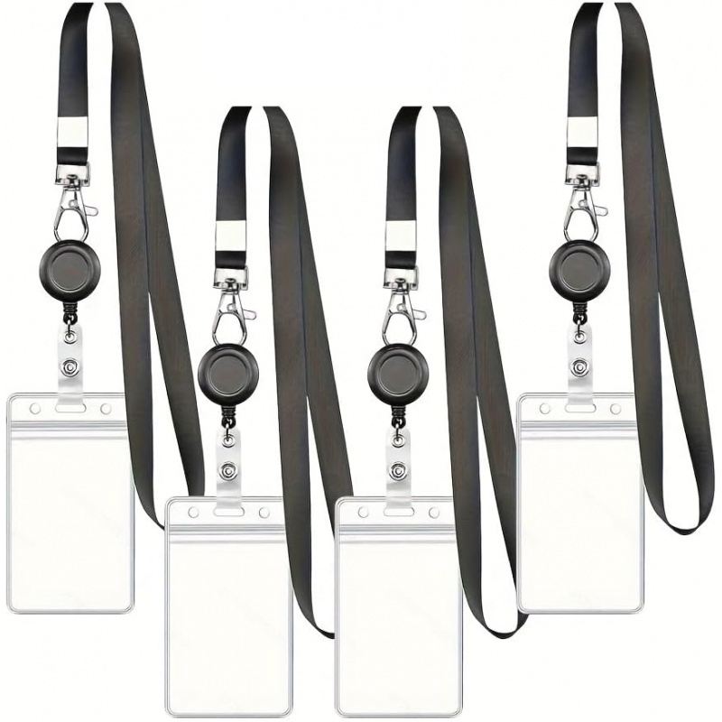 4 قطع حبل تعليق أسود قابل للسح - مراجعة Lanyard Badge Holder وسعره