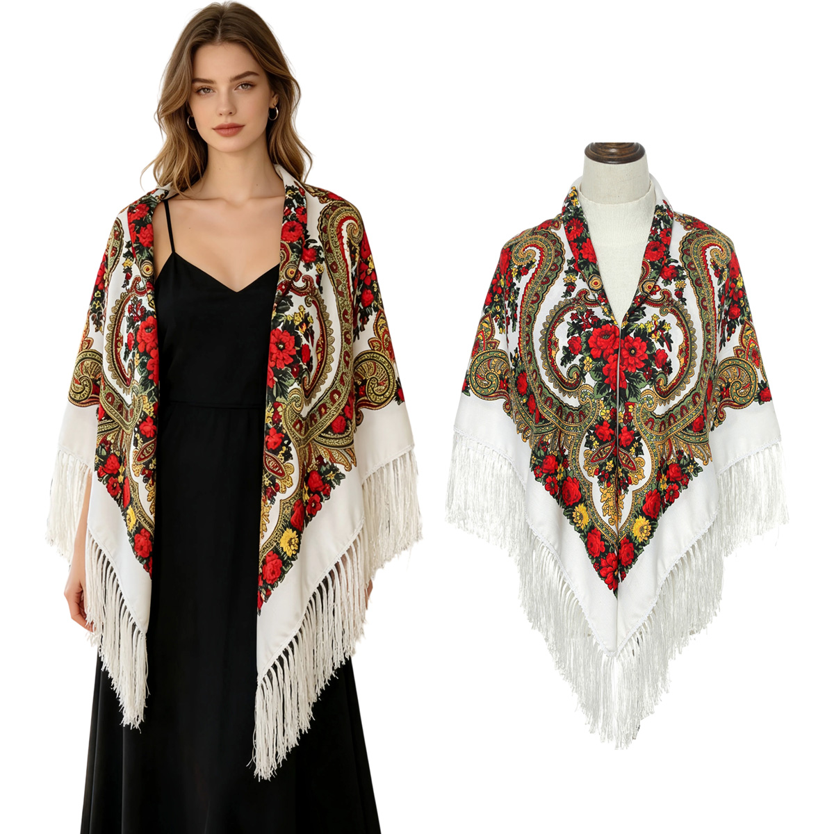 وشاح مربع روسي جديد للنساء بطو - مراجعة Woven Scarf Blanket وسعره