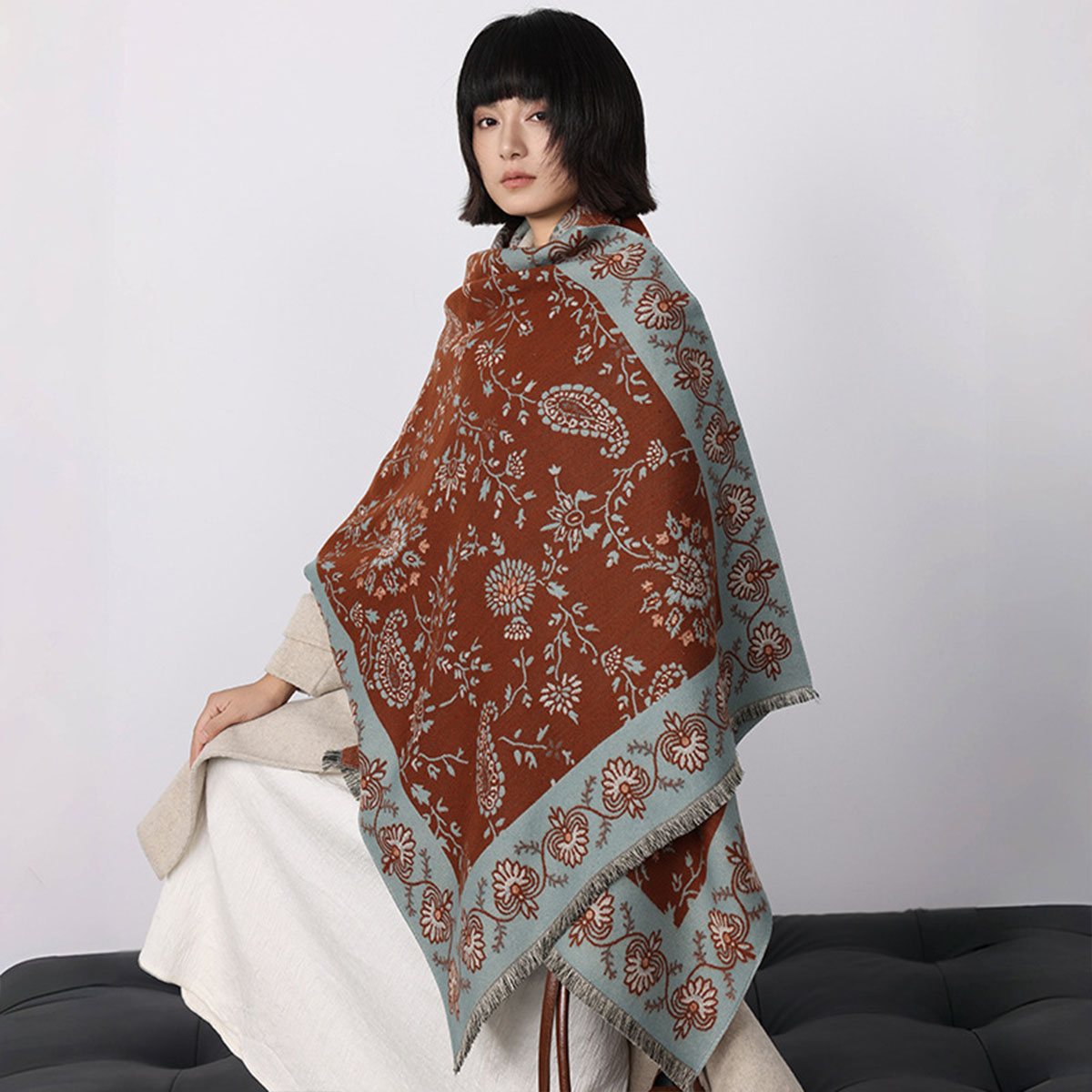 الفاخرة الشتاء تقليد الكشمير ا - مراجعة Woven Scarf Blanket وسعره