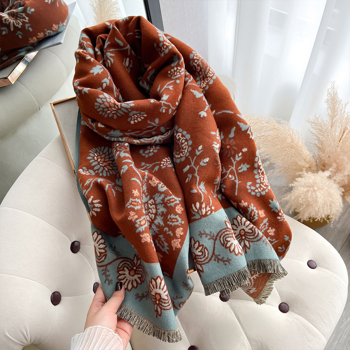 الفاخرة الشتاء تقليد الكشمير ا - مراجعة Woven Scarf Blanket وسعره