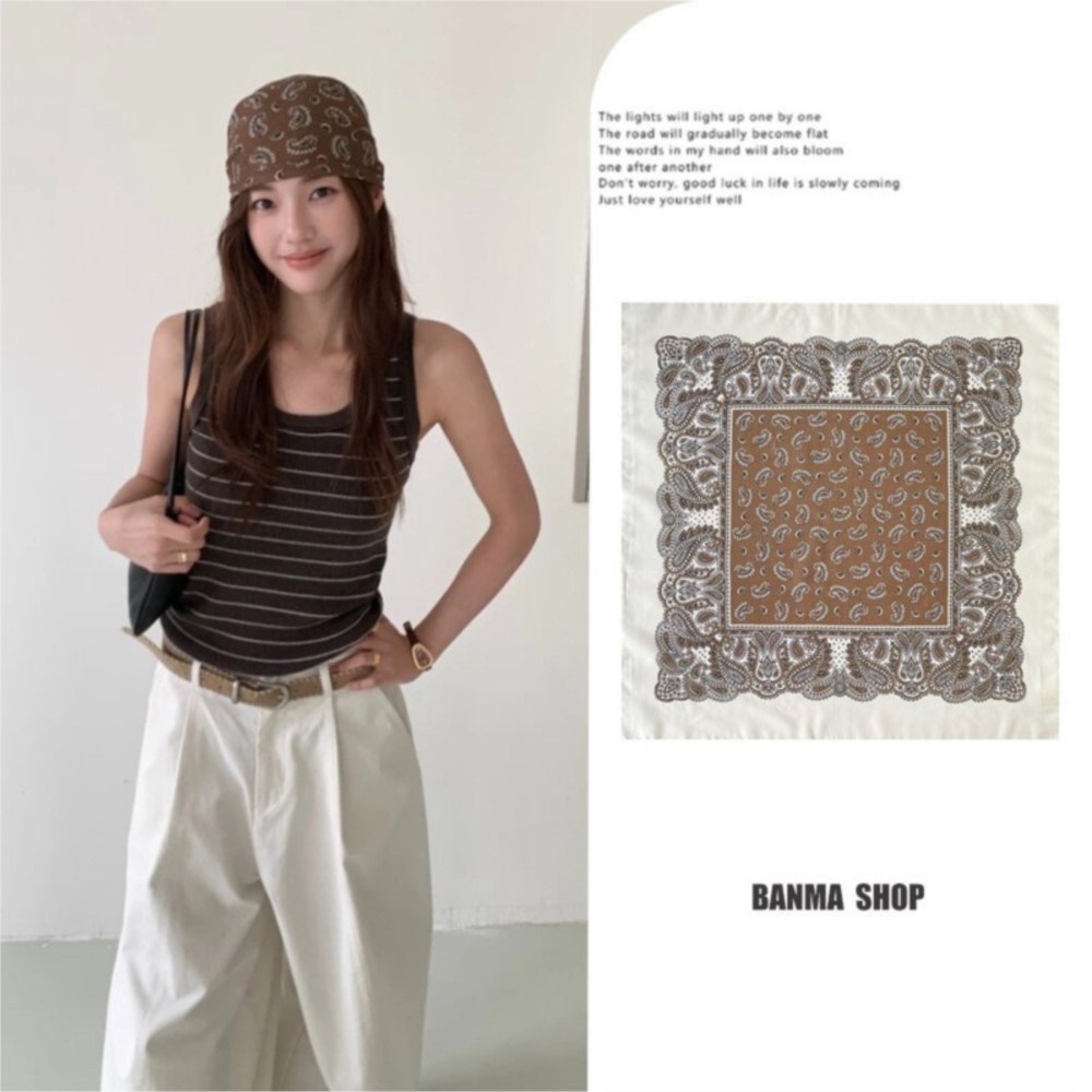 وشاح مربع بنقشة بيزلي ريترو 70 - مراجعة Bandana Cotton وسعره