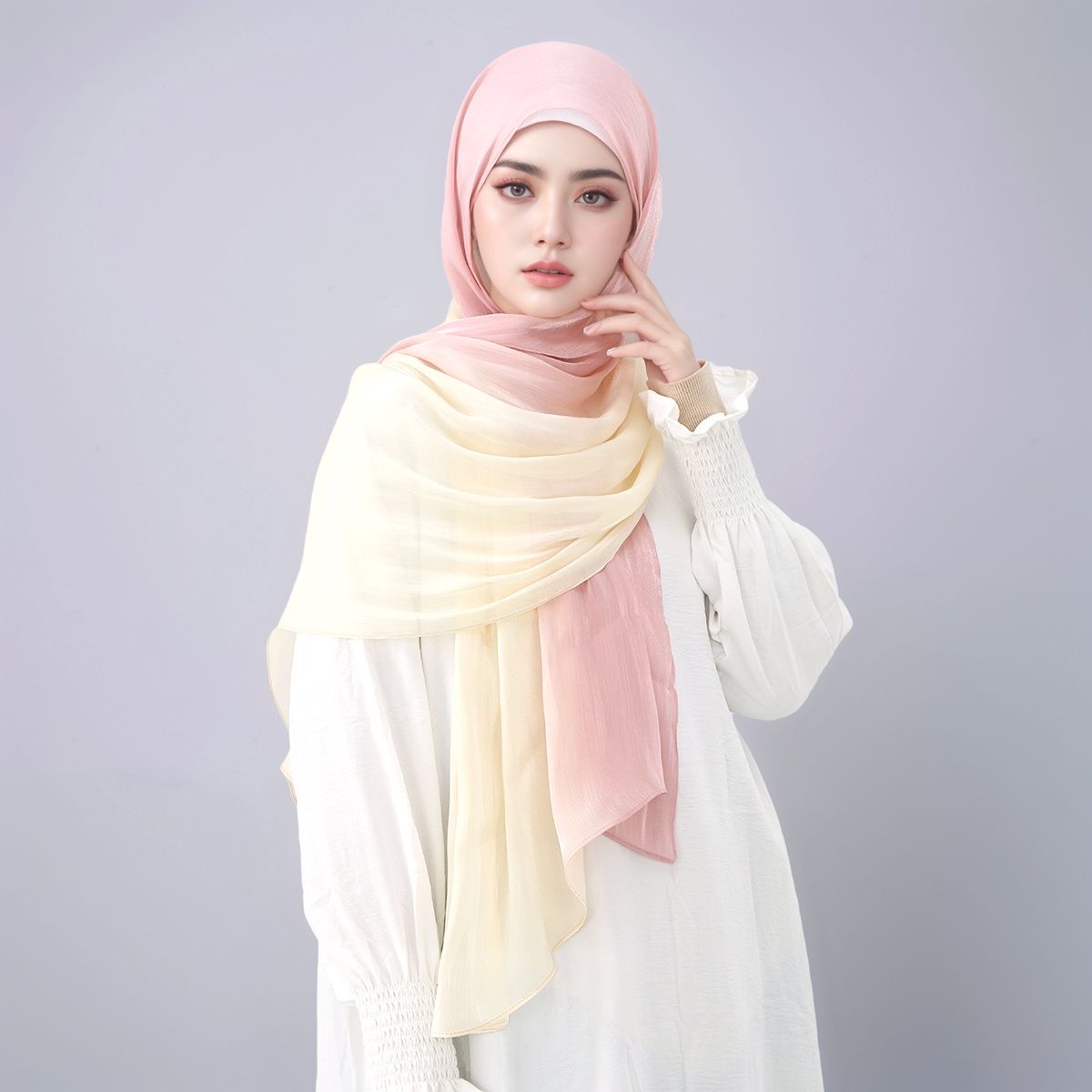 التدرج وميض الحرير الحجاب وشاح - مراجعة Head Wrap Turban وسعره