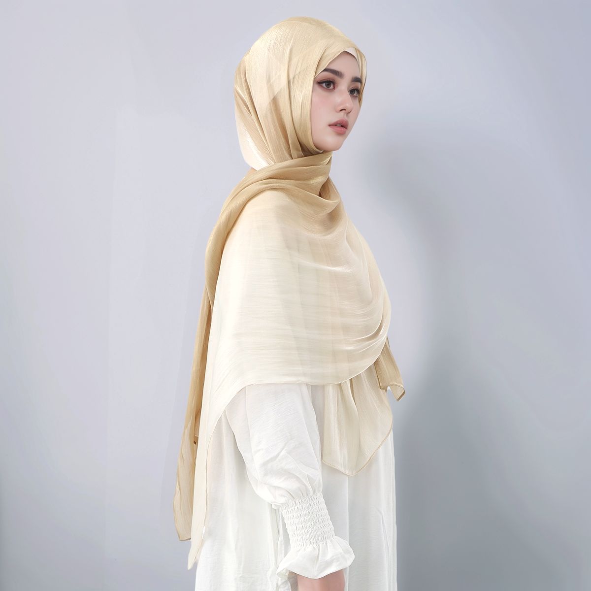 التدرج وميض الحرير الحجاب وشاح - مراجعة Head Wrap Turban وسعره