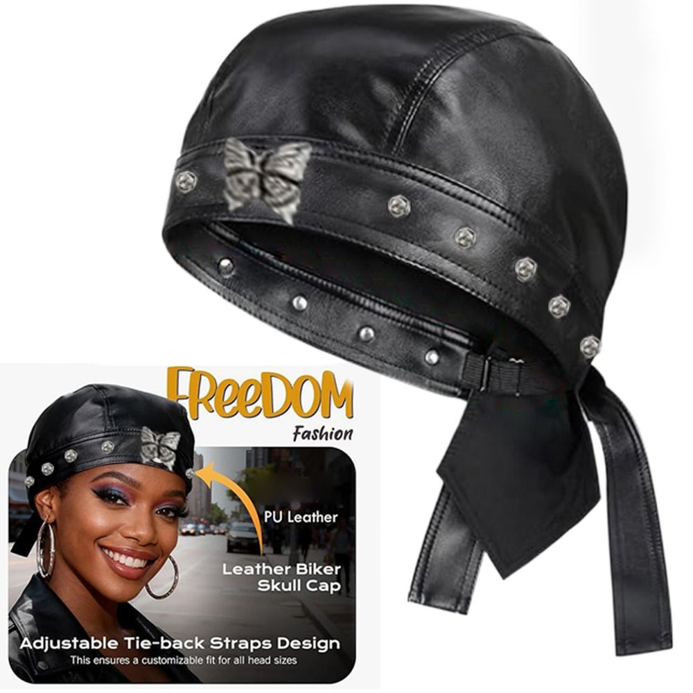 جديد بولي Leather جلد أسود قبع - مراجعة Bandana Doo Rag وسعره